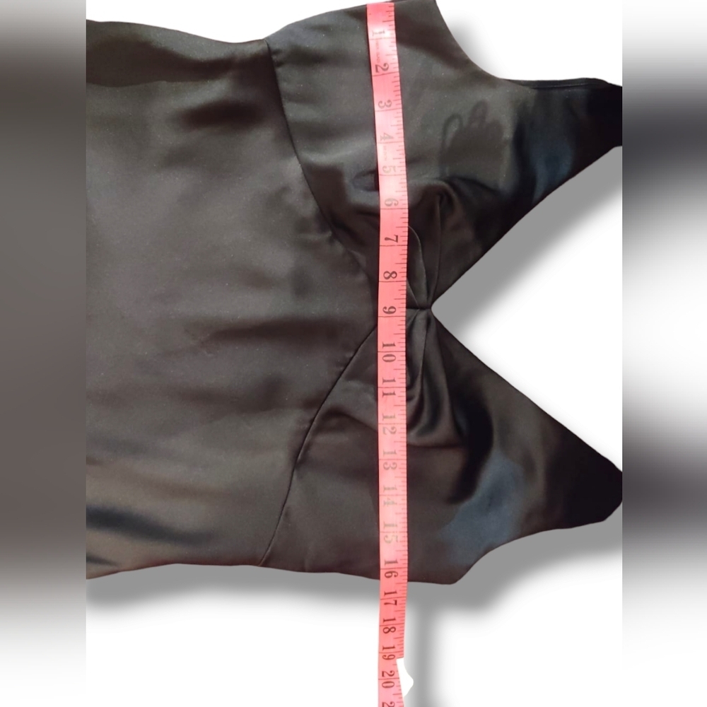 Satin dress with embroidery. Size 10. Plunging Neckline. - Picture 4 of 12
